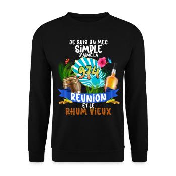 Réunion et Rhum Vieux Humour Homme Apéro - Sweat-shirt Unisexe - noir - Devant - Alina (178cm) & Michal (187cm)