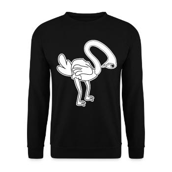 Funny Ostrich - Unisex Pullover - Schwarz - Vorne - Alina (178cm) & Michal (187cm)