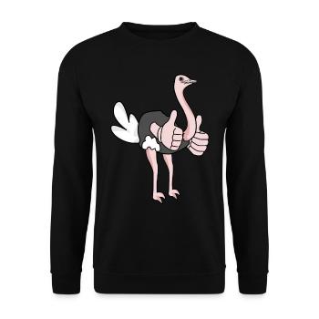 Vogelstrauß gibt Daumen hoch - Unisex Pullover - Schwarz - Vorne - Alina (178cm) & Michal (187cm)