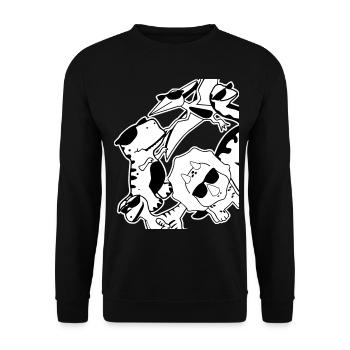 Dinosaurier mit Sonnenbrille Dinos - Unisex Pullover - Schwarz - Vorne - Alina (178cm) & Michal (187cm)