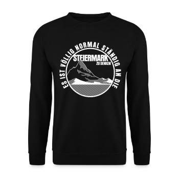 Steiermark Urlaub Berge Österreich - Unisex Pullover - Schwarz - Vorne - Alina (178cm) & Michal (187cm)