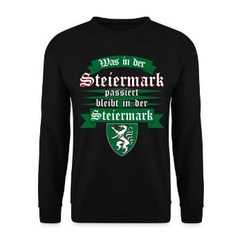 Steiermark Urlaub Österreich - Unisex Pullover - Schwarz - Vorne - Alina (178cm) & Michal (187cm)