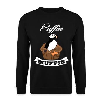 Puffin on muffin puffin - Unisex Sweatshirt - black - Front - Alina (178cm) & Michal (187cm)