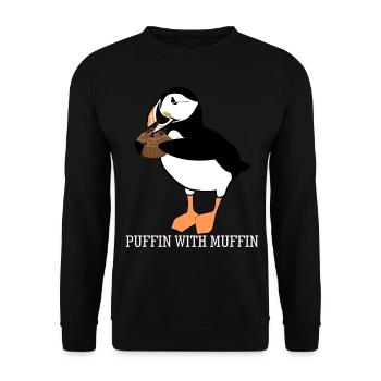 Puffin with muffin puffins - Unisex Sweatshirt - black - Front - Alina (178cm) & Michal (187cm)
