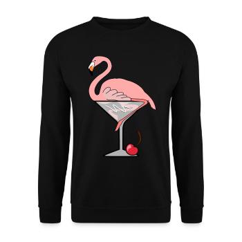 Flamingo Cocktail - Unisex Sweatshirt - black - Front - Alina (178cm) & Michal (187cm)