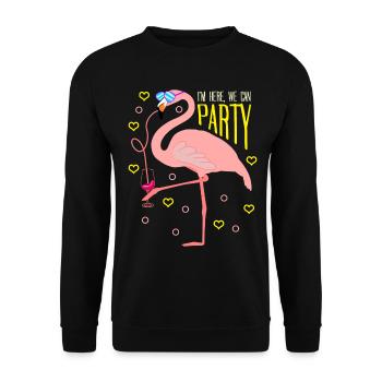 Flamants roses de fête - Sweat-shirt Unisexe - noir - Devant - Alina (178cm) & Michal (187cm)