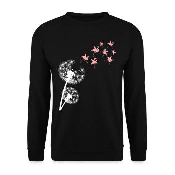 Flamants roses pissenlit - Sweat-shirt Unisexe - noir - Devant - Alina (178cm) & Michal (187cm)