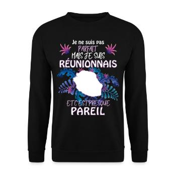 Reunionnais Cadeau Humour - Sweat-shirt Unisexe - noir - Devant - Alina (178cm) & Michal (187cm)
