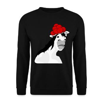 Black Forest horse with Bollenhut - Unisex Sweatshirt - black - Front - Alina (178cm) & Michal (187cm)