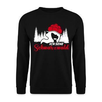 Schwarzwaldmädel Schwarzwald - Unisex Pullover - Schwarz - Vorne - Alina (178cm) & Michal (187cm)
