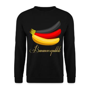 Bananen Bananenrepublik Banane - Unisex Pullover - Schwarz - Vorne - Alina (178cm) & Michal (187cm)