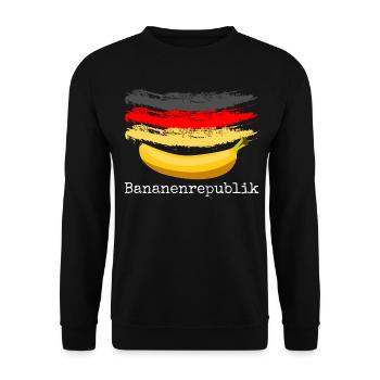 Bananenrepublik Deutschlandflagge - Unisex Pullover - Schwarz - Vorne - Alina (178cm) & Michal (187cm)