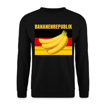 Deutschlandflagge Bananenrepublik - Unisex Pullover - Schwarz - Vorne - Alina (178cm) & Michal (187cm)