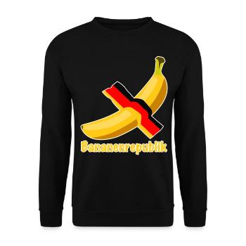 Bananenrepublik deutsche Flagge - Unisex Pullover - Schwarz - Vorne - Alina (178cm) & Michal (187cm)