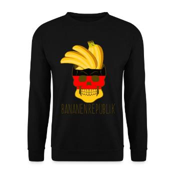 Bananenrepublik Deutschland Bananen - Unisex Pullover - Schwarz - Vorne - Alina (178cm) & Michal (187cm)