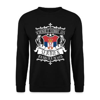 Serbien Serbe serbische Flagge - Unisex Pullover - Schwarz - Vorne - Alina (178cm) & Michal (187cm)