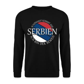 serbische Flagge Serbien Serbe - Unisex Pullover - Schwarz - Vorne - Alina (178cm) & Michal (187cm)