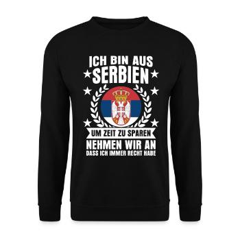 Serbien Spruch serbische Flagge - Unisex Pullover - Schwarz - Vorne - Alina (178cm) & Michal (187cm)