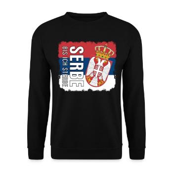 serbische Flagge Serbien Spruch Serbe - Unisex Pullover - Schwarz - Vorne - Alina (178cm) & Michal (187cm)