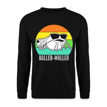 Waller Angeln Angel Angler Fischer - Unisex Pullover - Schwarz - Vorne - Alina (178cm) & Michal (187cm)