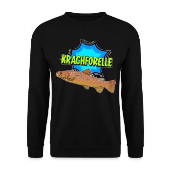 Angeln Forelle Angel Fischer Angler - Unisex Pullover - Schwarz - Vorne - Alina (178cm) & Michal (187cm)
