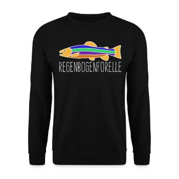 Angeln Regenbogenforelle Angel Angler - Unisex Pullover - Schwarz - Vorne - Alina (178cm) & Michal (187cm)