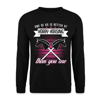 Hobby Horse Girl Riding Hobbyhorse - Sweat-shirt Unisexe - noir - Devant - Alina (178cm) & Michal (187cm)
