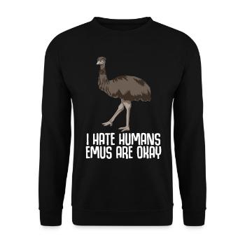 Emu funny Emus - Unisex Sweatshirt - black - Front - Alina (178cm) & Michal (187cm)