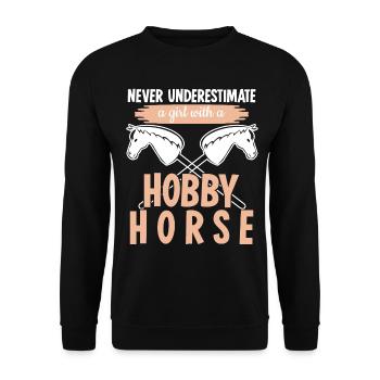 Hobbyhorse Girl Hobby Horse - Unisex Sweatshirt - black - Front - Alina (178cm) & Michal (187cm)