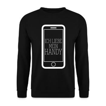 Handy Telefon Cellphone - Unisex Pullover - Schwarz - Vorne - Alina (178cm) & Michal (187cm)
