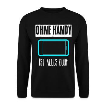 Handy Smartphone Cellphone - Unisex Pullover - Schwarz - Vorne - Alina (178cm) & Michal (187cm)