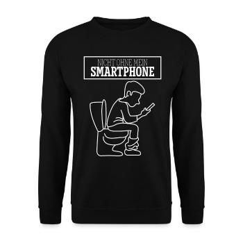 Handy Telefon auf dem Klo Cellphone - Unisex Pullover - Schwarz - Vorne - Alina (178cm) & Michal (187cm)