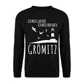 Grömitz Urlaub - Unisex Pullover - Schwarz - Vorne - Alina (178cm) & Michal (187cm)