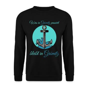 Grömitz Ostsee Urlaub - Unisex Pullover - Schwarz - Vorne - Alina (178cm) & Michal (187cm)