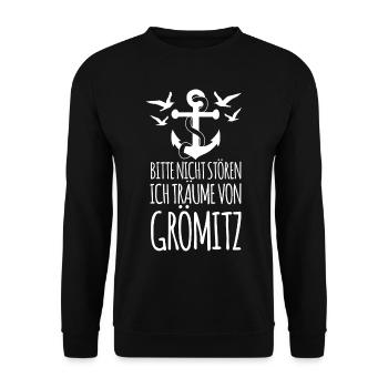 Urlaub in Grömitz - Unisex Pullover - Schwarz - Vorne - Alina (178cm) & Michal (187cm)