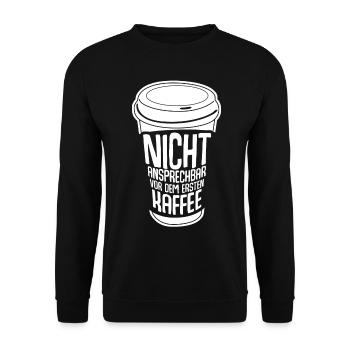 Kaffee Kaffeebecher Kaffeetrinker - Unisex Pullover - Schwarz - Vorne - Alina (178cm) & Michal (187cm)