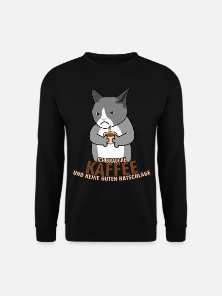 Morgenmuffel Kaffee Katze Kaffeetrinker - Unisex Pullover - Schwarz