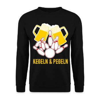 Kegeln Bier trinken Kegler Kegelverein - Unisex Pullover - Schwarz - Vorne - Alina (178cm) & Michal (187cm)