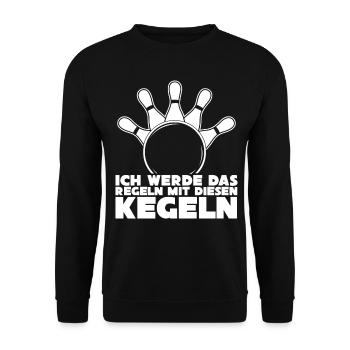 Kegeln Kegelbahn Kegler Kegelverein - Unisex Pullover - Schwarz - Vorne - Alina (178cm) & Michal (187cm)