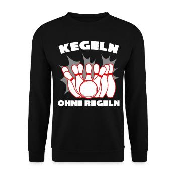 Kegeln Regeln Kegelbahn Kegelverein - Unisex Pullover - Schwarz - Vorne - Alina (178cm) & Michal (187cm)