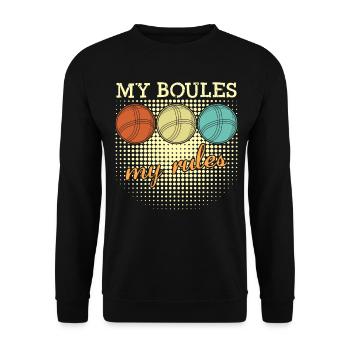 Boule Boccia Retro Boulespieler Petanque - Unisex Pullover - Schwarz - Vorne - Alina (178cm) & Michal (187cm)
