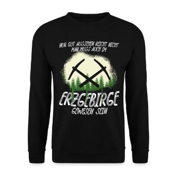 Erzgebirge Urlaub Erzgebirger - Unisex Pullover - Schwarz - Vorne - Alina (178cm) & Michal (187cm)