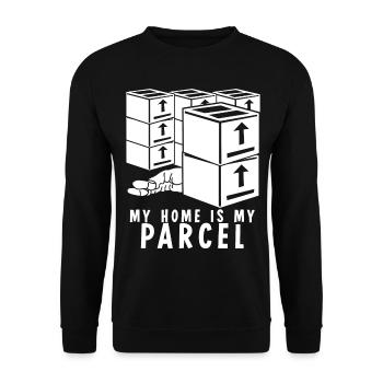 Paketzusteller Paket Paketbote - Unisex Pullover - Schwarz - Vorne - Alina (178cm) & Michal (187cm)