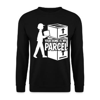 Paketzusteller Paketbote Postzusteller - Unisex Pullover - Schwarz - Vorne - Alina (178cm) & Michal (187cm)