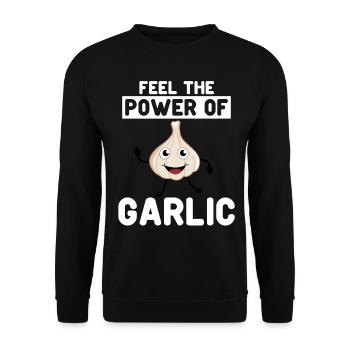 Feel the Power of Garlic - Unisex Pullover - Schwarz - Vorne - Alina (178cm) & Michal (187cm)