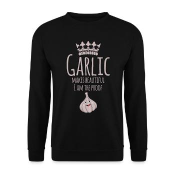 Garlic saying garlic clove - Unisex Sweatshirt - black - Front - Alina (178cm) & Michal (187cm)