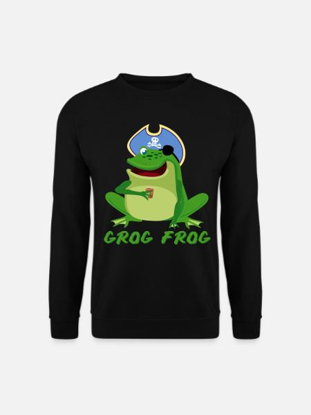 Frosch trinkt Grog Frösche - Unisex Pullover - Schwarz