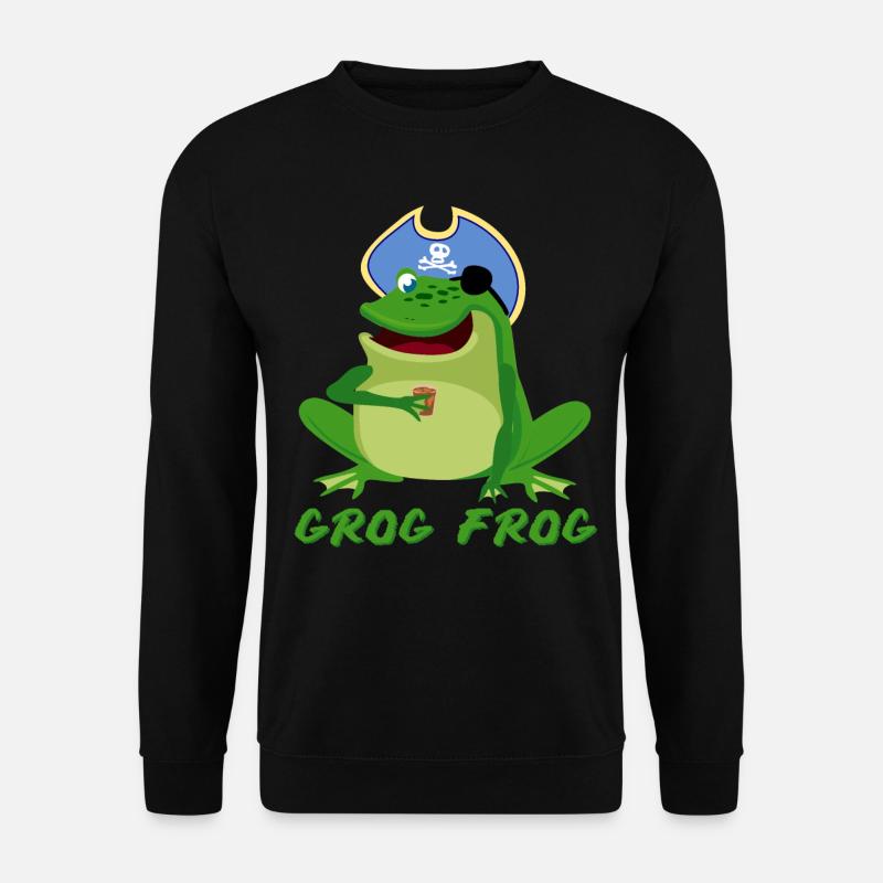 Frosch trinkt Grog Frösche - Unisex Pullover - Schwarz