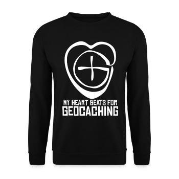 Geocacher Heart Treasure Hunt Geocache - Unisex Sweatshirt - black - Front - Alina (178cm) & Michal (187cm)