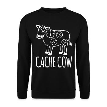 Geocacher Cache Cow Schatzsuche Geocache - Unisex Pullover - Schwarz - Vorne - Alina (178cm) & Michal (187cm)